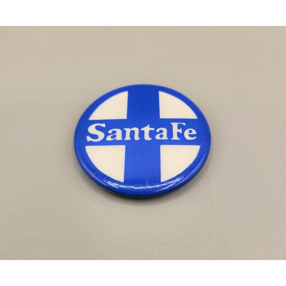 Vintage Santa Fe Railroad Pinback Button Metal Transportation Memorabilia - Picture 1 of 2